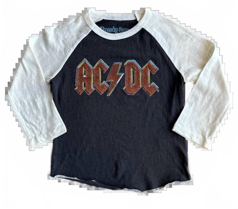 NEW ROWDY SPROUT kids vintage acdc long sleeve raglan tee in black/white